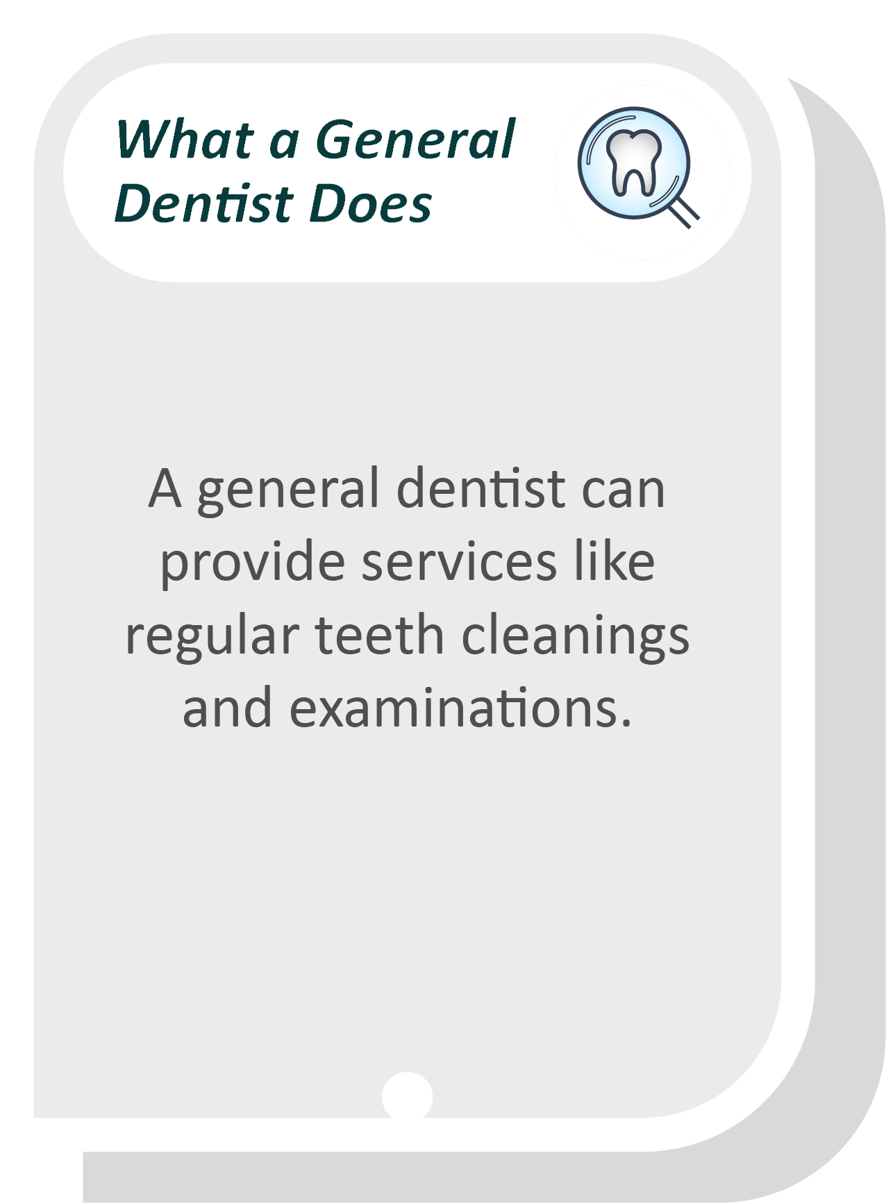 General dentist infographic: A general dentist can provide services like regular teeth cleanings and examinations.